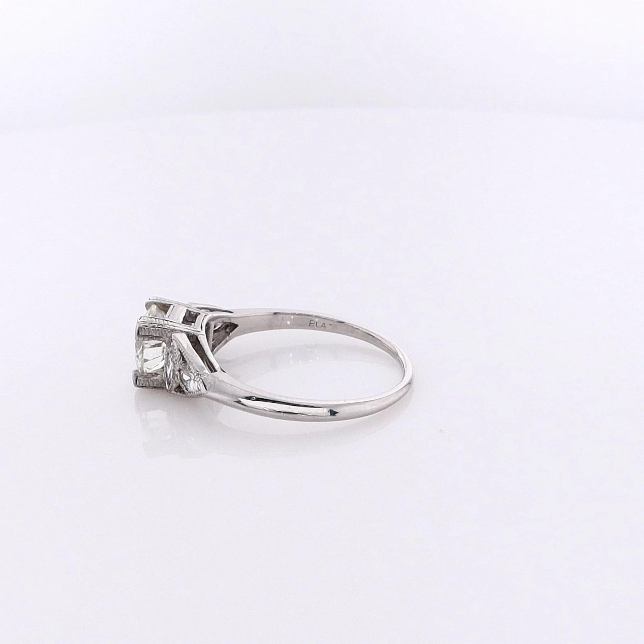 Estate Platinum Milgrain Diamond Engagement Ring