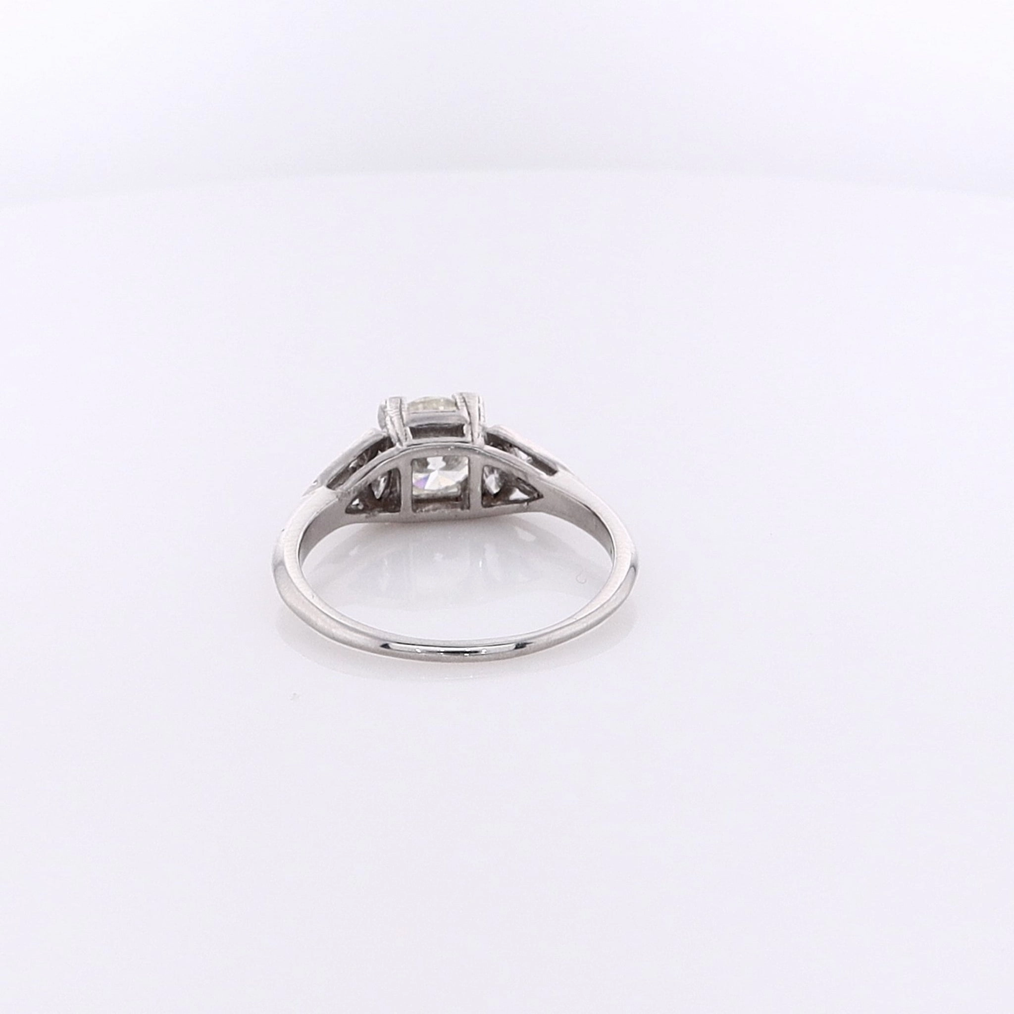 Estate Platinum Milgrain Diamond Engagement Ring