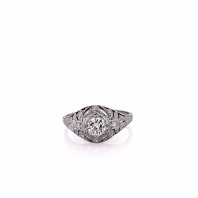 Estate Platinum Transitional Diamond and Single Cut Diamond Ring