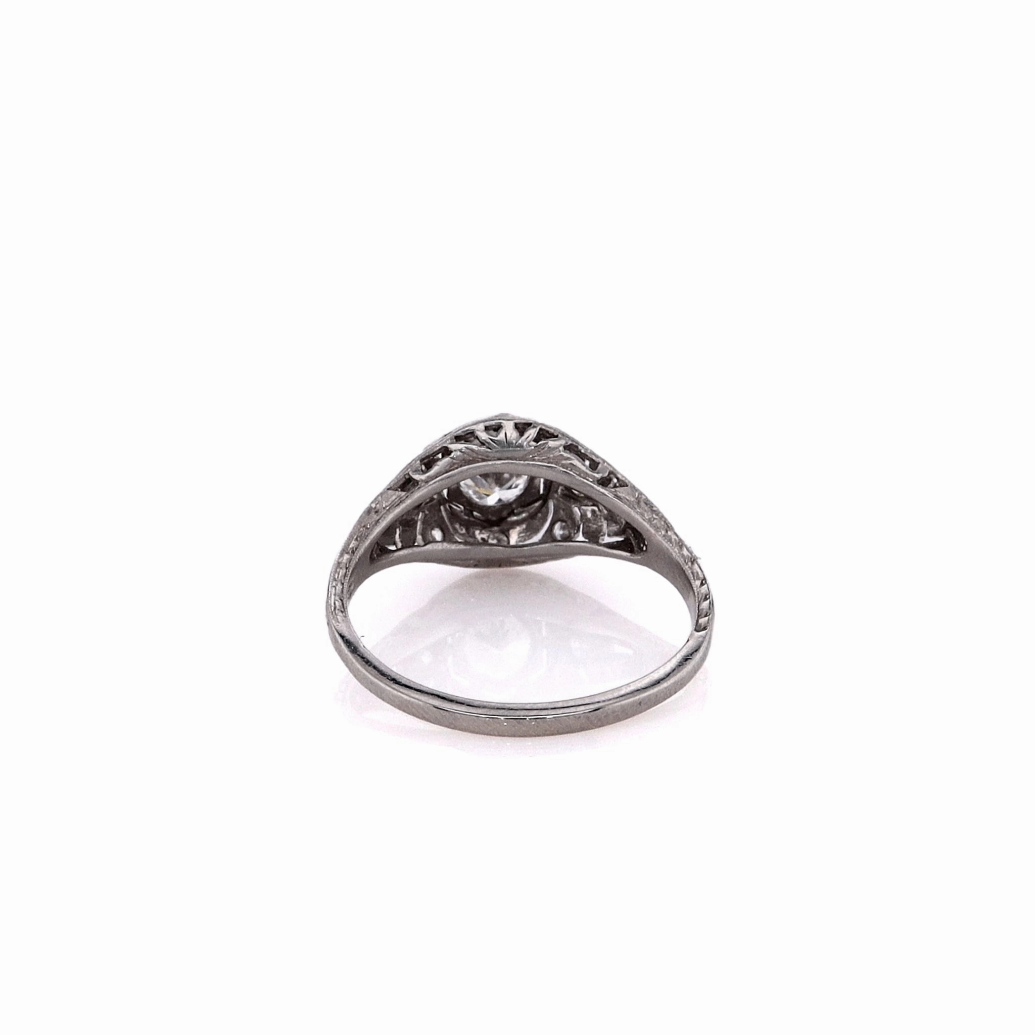 Estate Platinum Transitional Diamond and Single Cut Diamond Ring