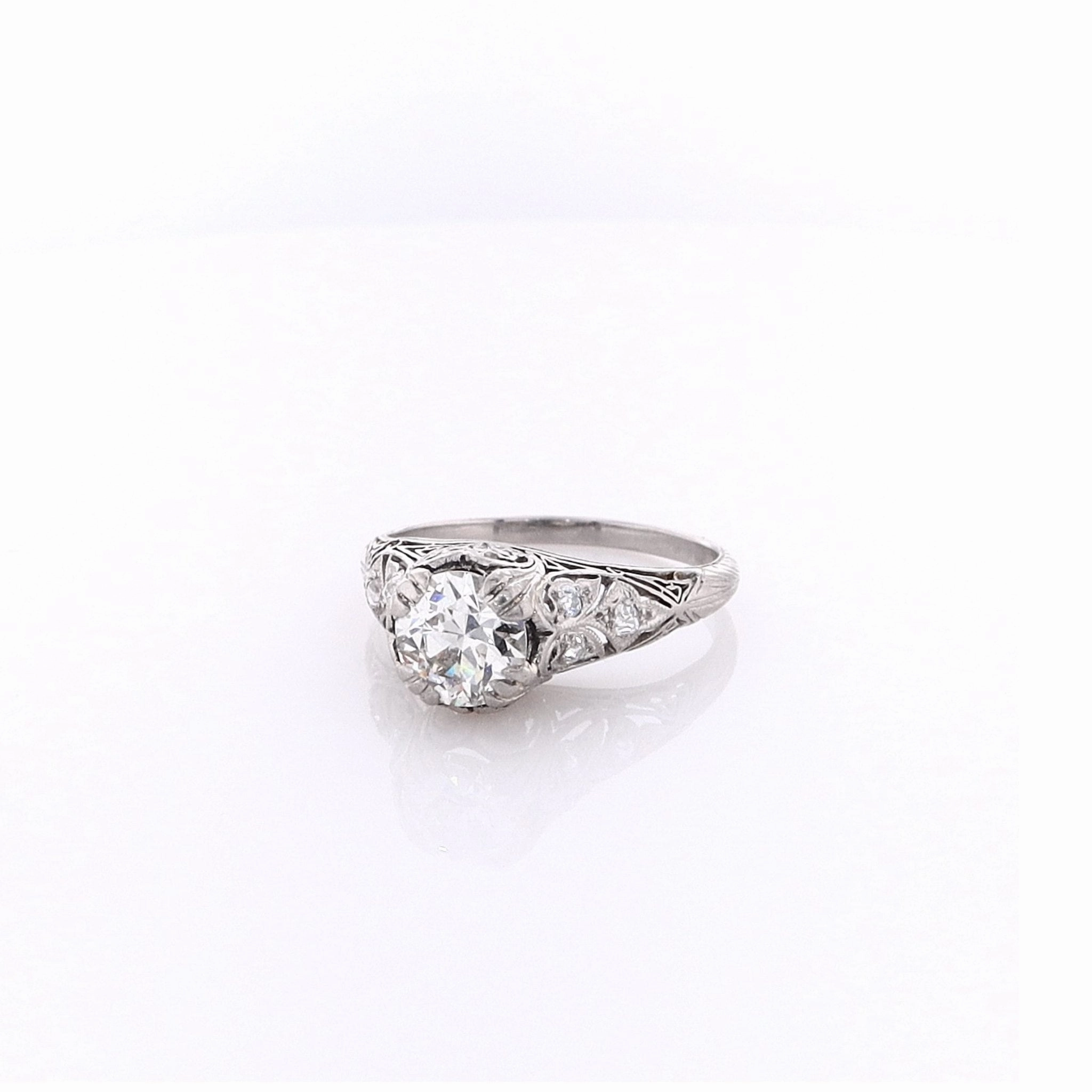Estate Platinum Transitional Vintage Filagree Ring