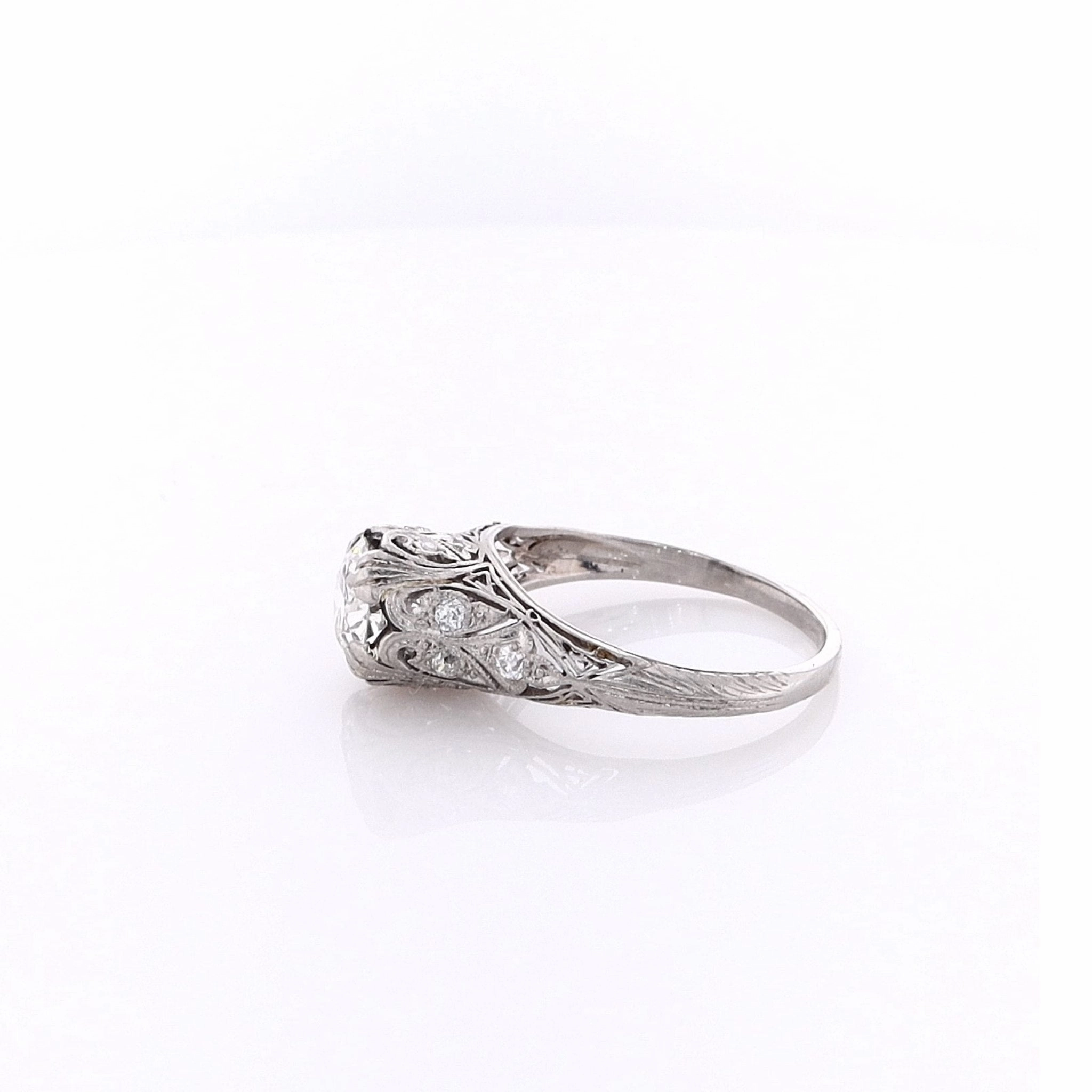 Estate Platinum Transitional Vintage Filagree Ring