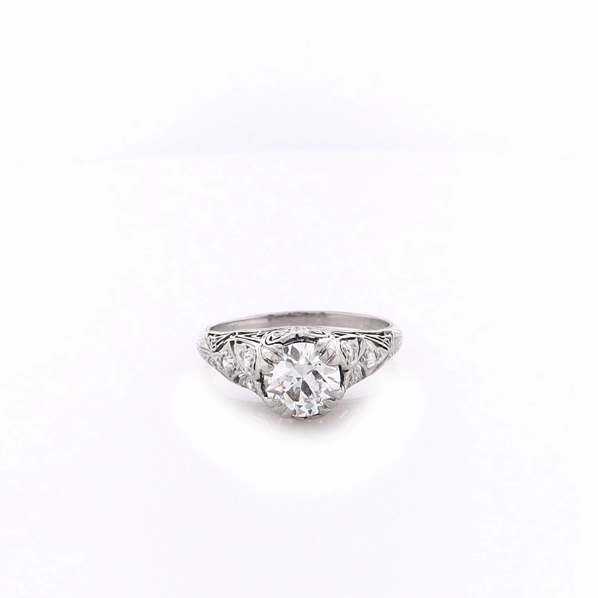 Estate Platinum Transitional Vintage Filagree Ring