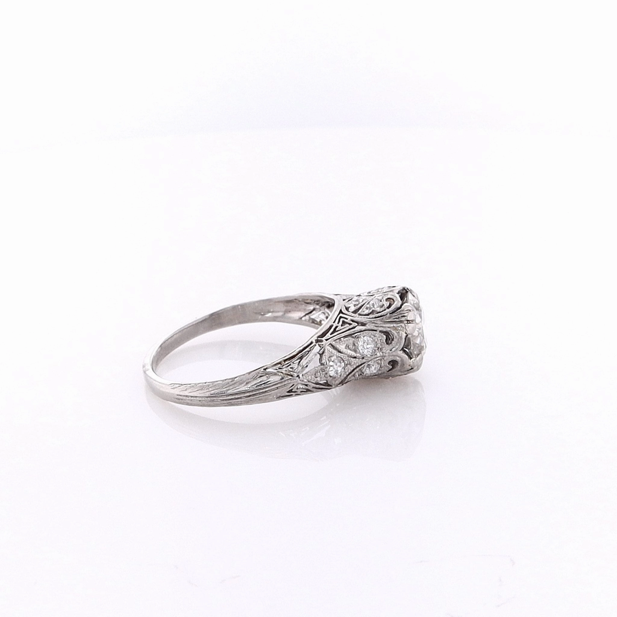 Estate Platinum Transitional Vintage Filagree Ring