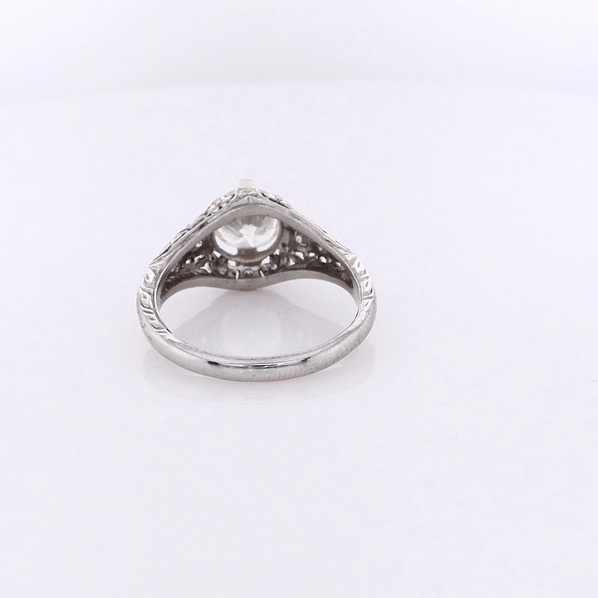 Estate Platinum Vintage Filagree Diamond Ring