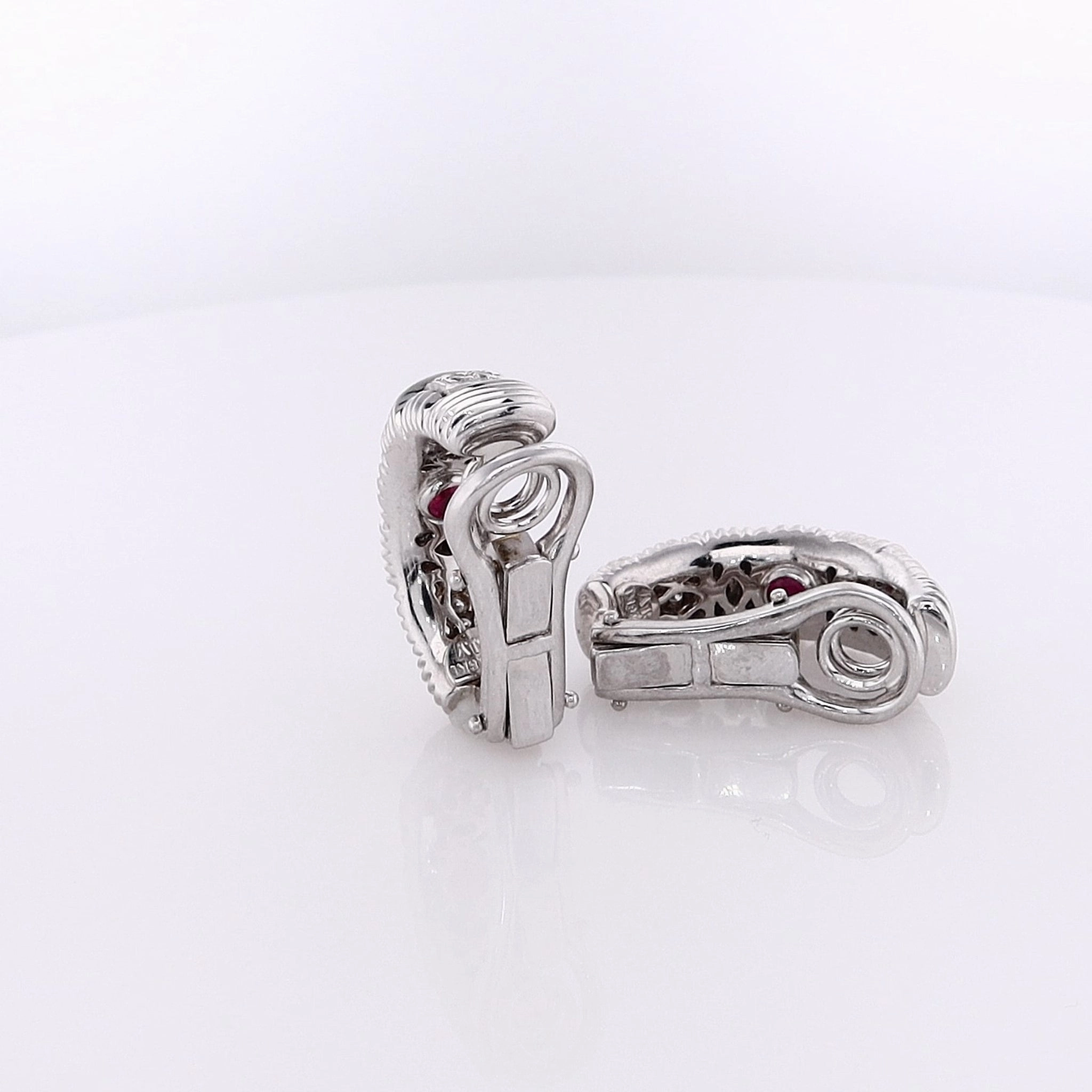 Estate Roberto Coin Appassionata Collection Ruby and Diamond Clip-On and Omega Backed Earrings