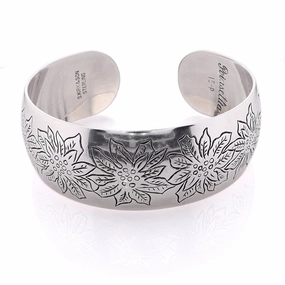 Estate S.Kirk & Son Sterling Silver Flower of the Month Cuff Bracelet