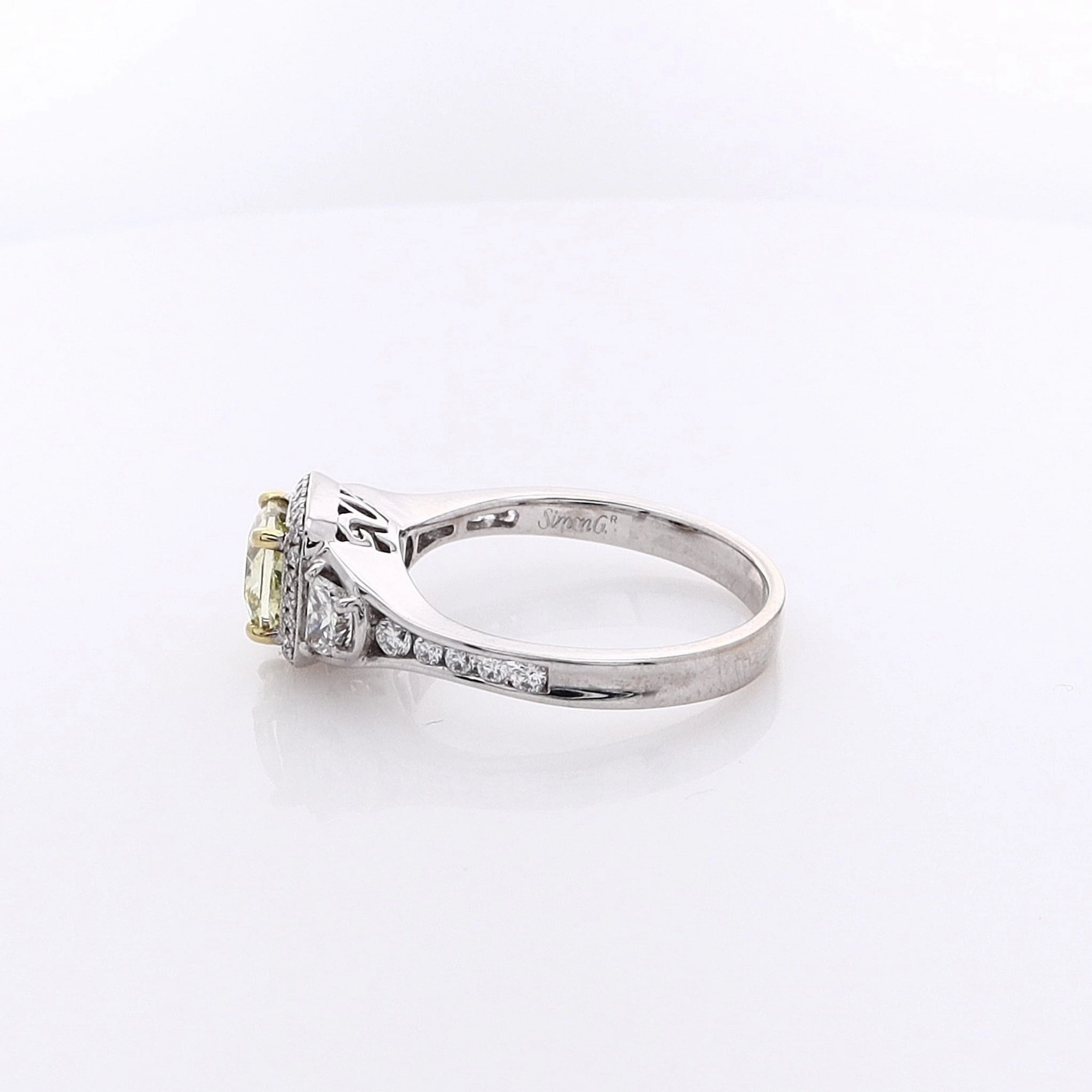 Estate Simon G 18 Karat Two-Tone Diamond Engagement Ring with GIA Certification