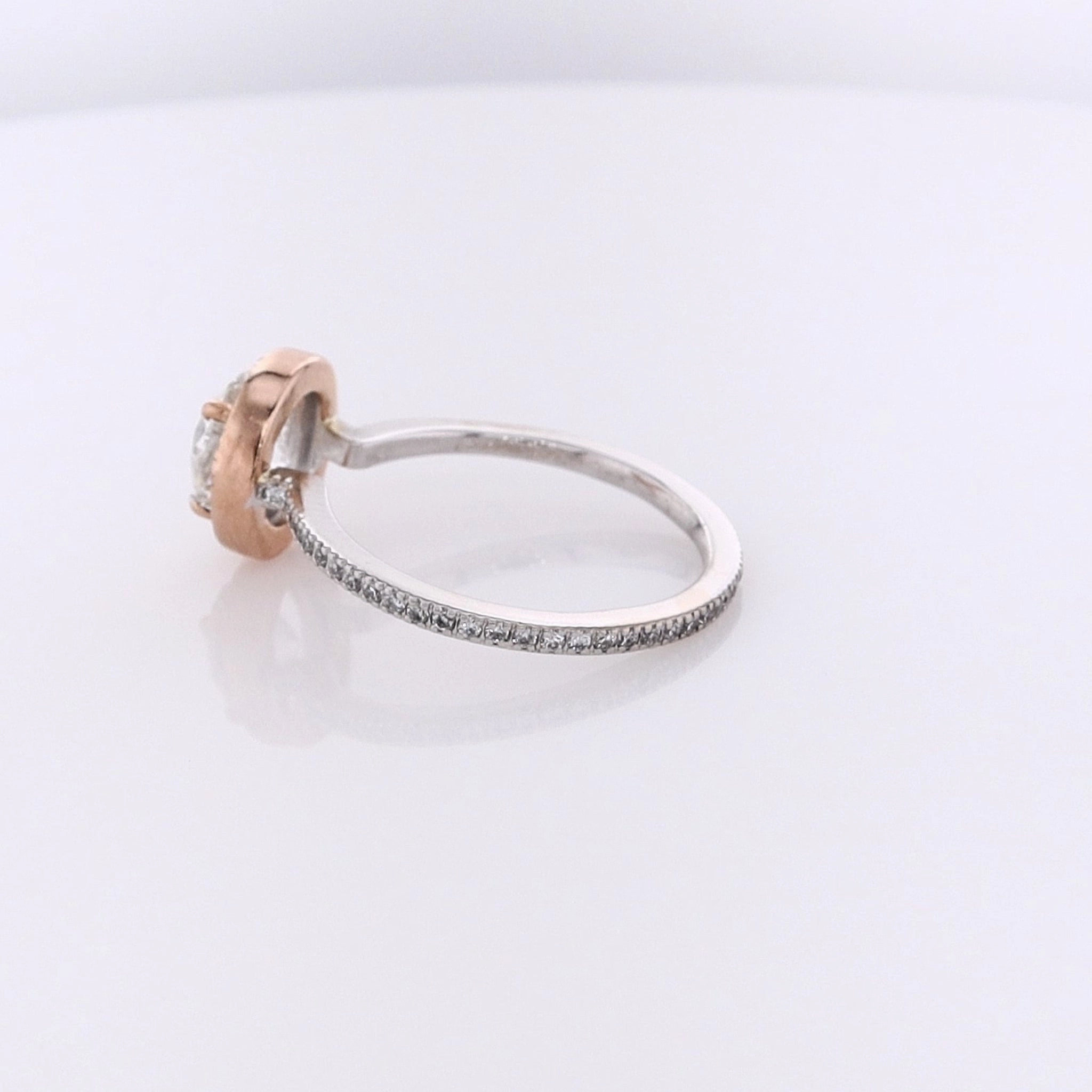 Estate Simon G 18 Karat White and Rose Gold Diamond Engagement Ring