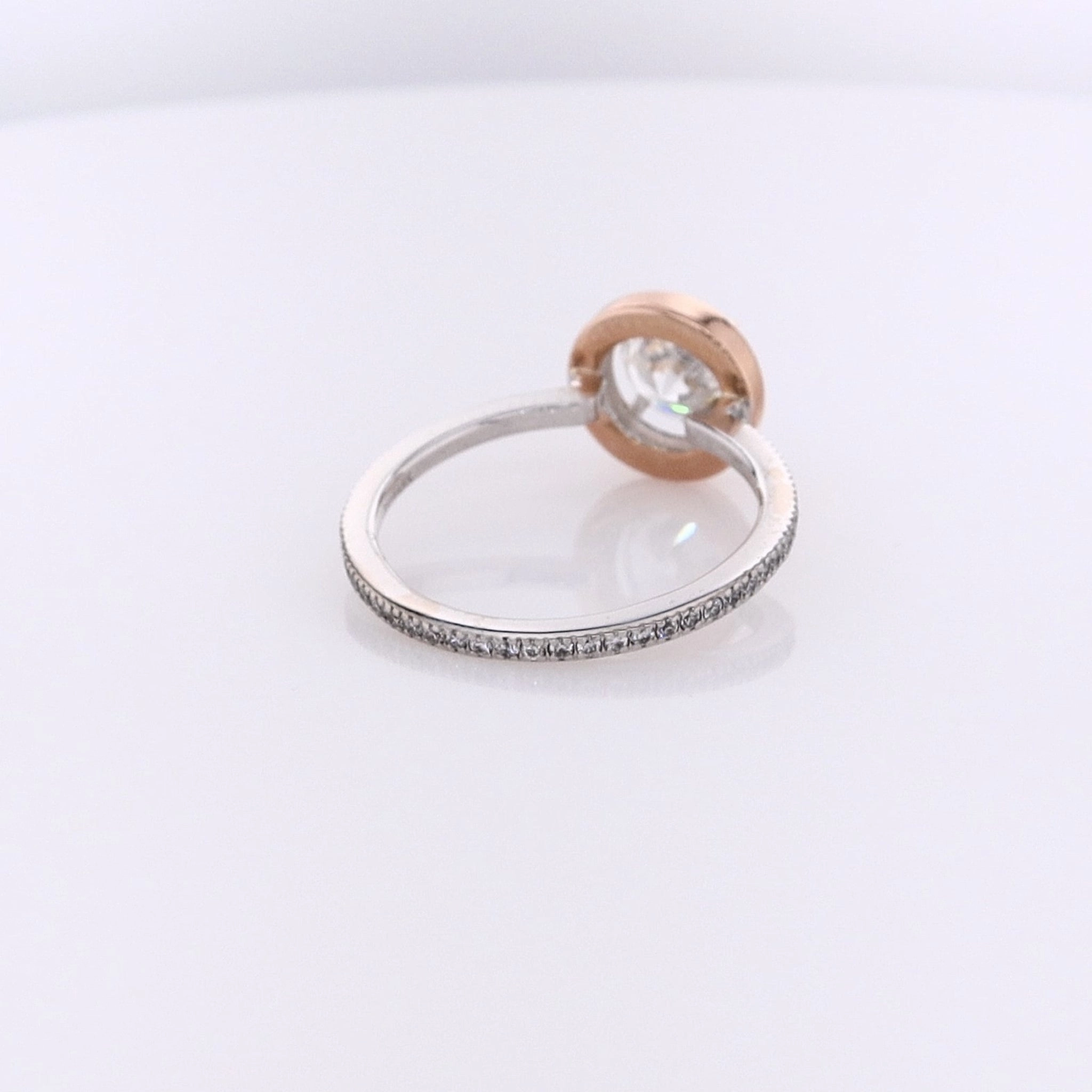 Estate Simon G 18 Karat White and Rose Gold Diamond Engagement Ring