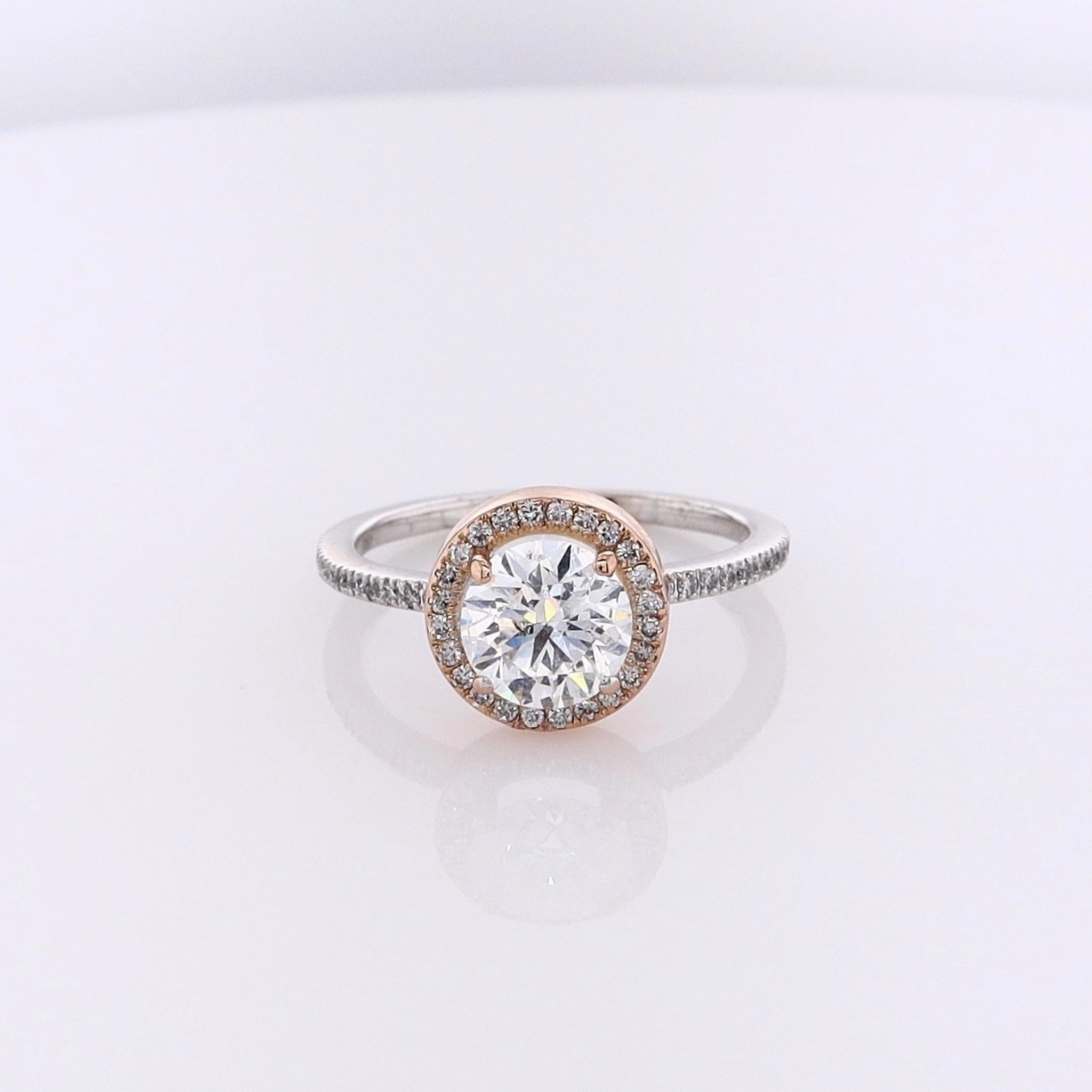 Estate Simon G 18 Karat White and Rose Gold Diamond Engagement Ring