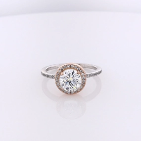 Estate Simon G 18 Karat White and Rose Gold Diamond Engagement Ring