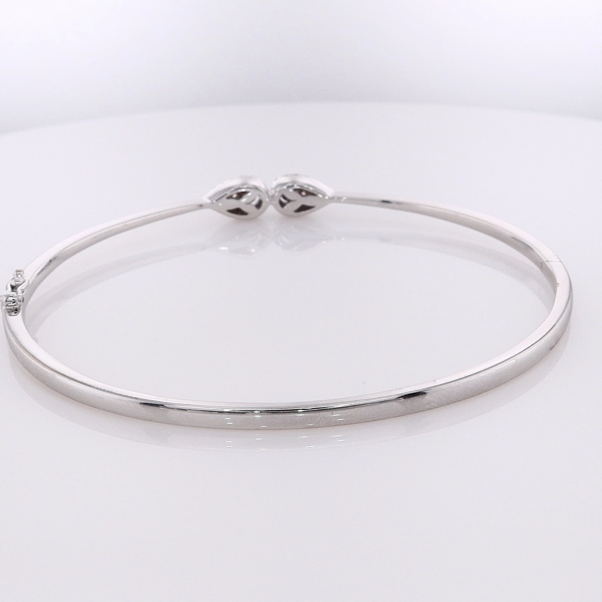 Estate Simon G 18 Karat White and Rose Gold Diamond Hinged Bangle Bracelet