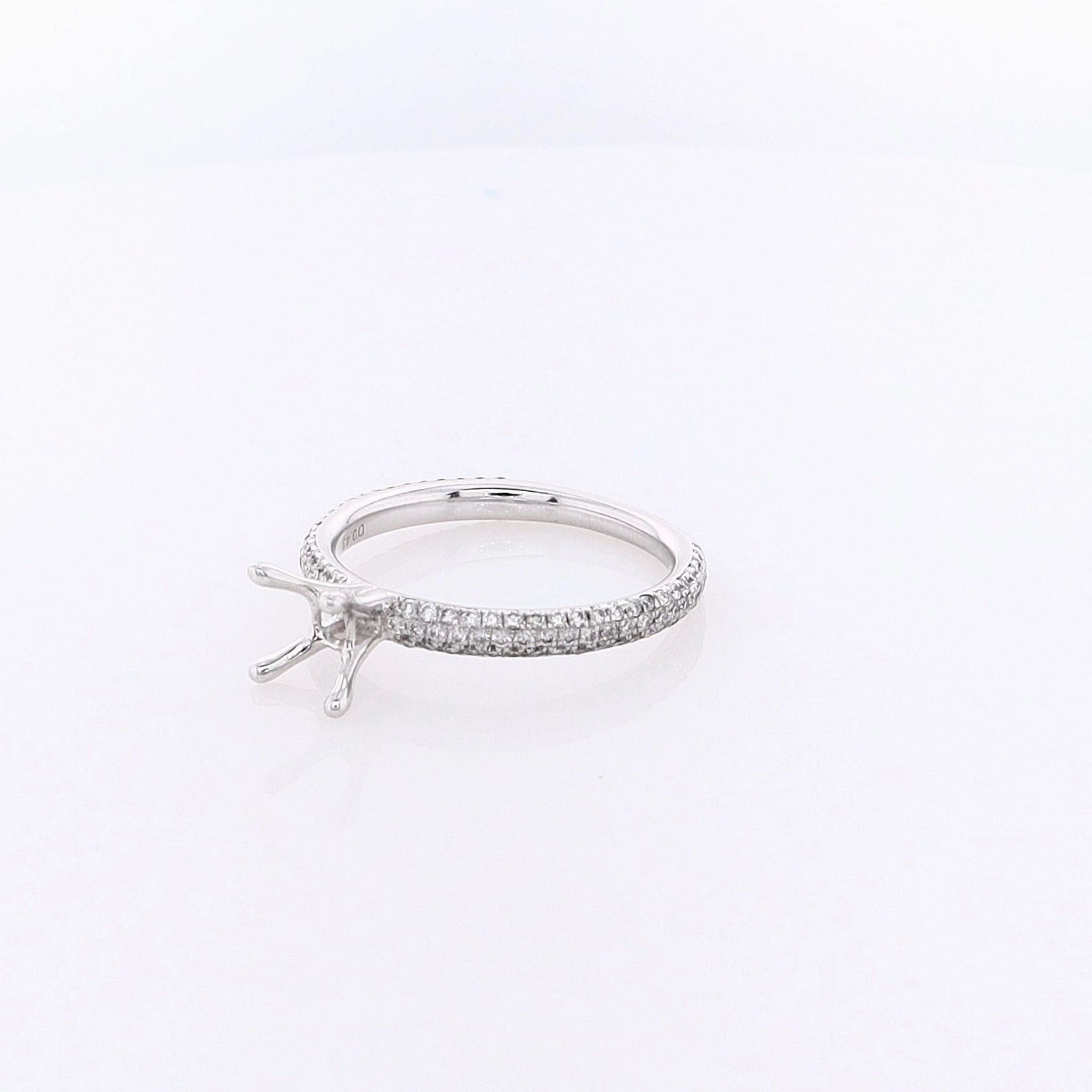 Estate SIMON G 18 Karat White Gold Semi Pave Diamond Ring Solitaire Mounting Ring