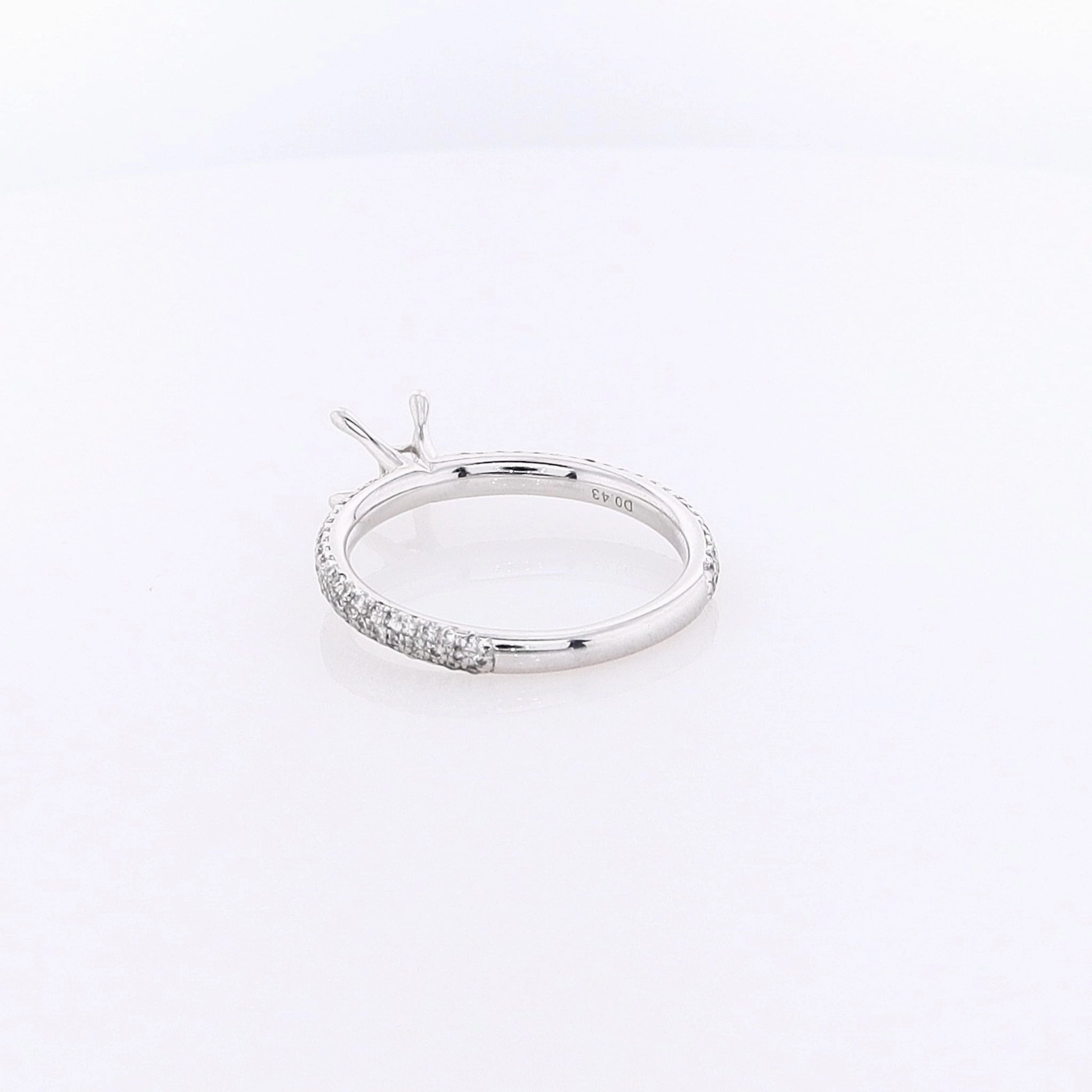 Estate SIMON G 18 Karat White Gold Semi Pave Diamond Ring Solitaire Mounting Ring