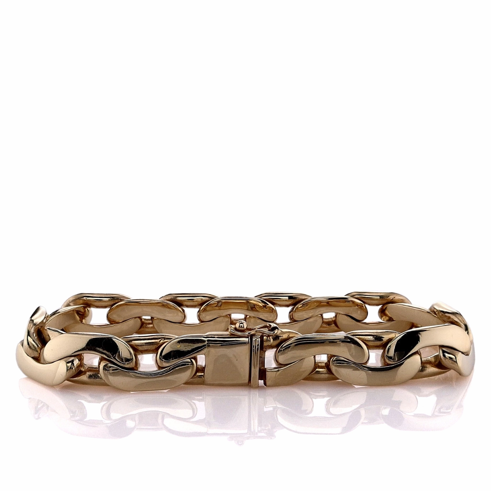 Estate Solid 14k Yellow Gold 8.5" Flat Curb Link Chain Bracelet