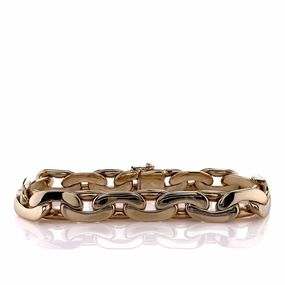 Estate Solid 14k Yellow Gold 8.5" Flat Curb Link Chain Bracelet