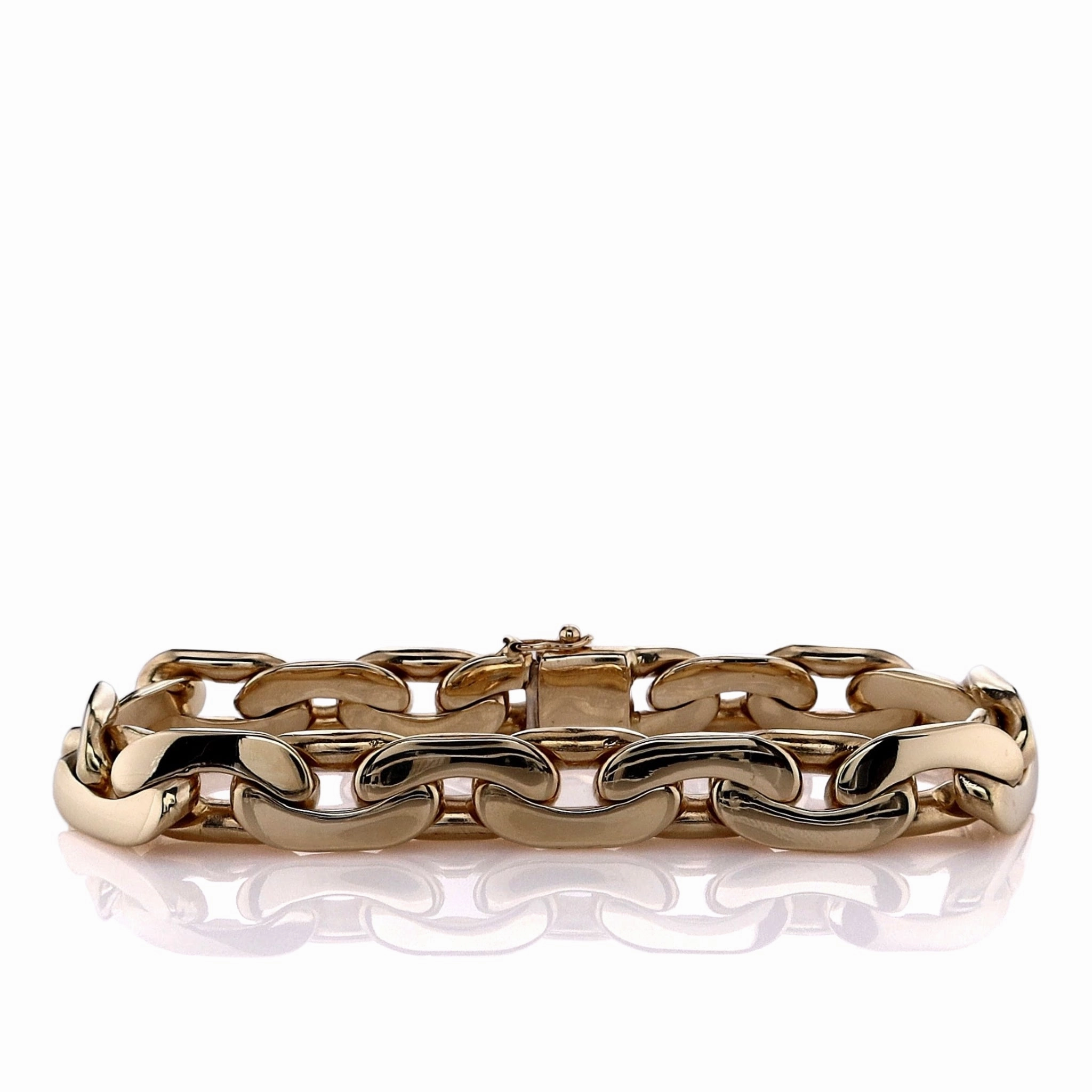 Estate Solid 14k Yellow Gold 8.5" Flat Curb Link Chain Bracelet