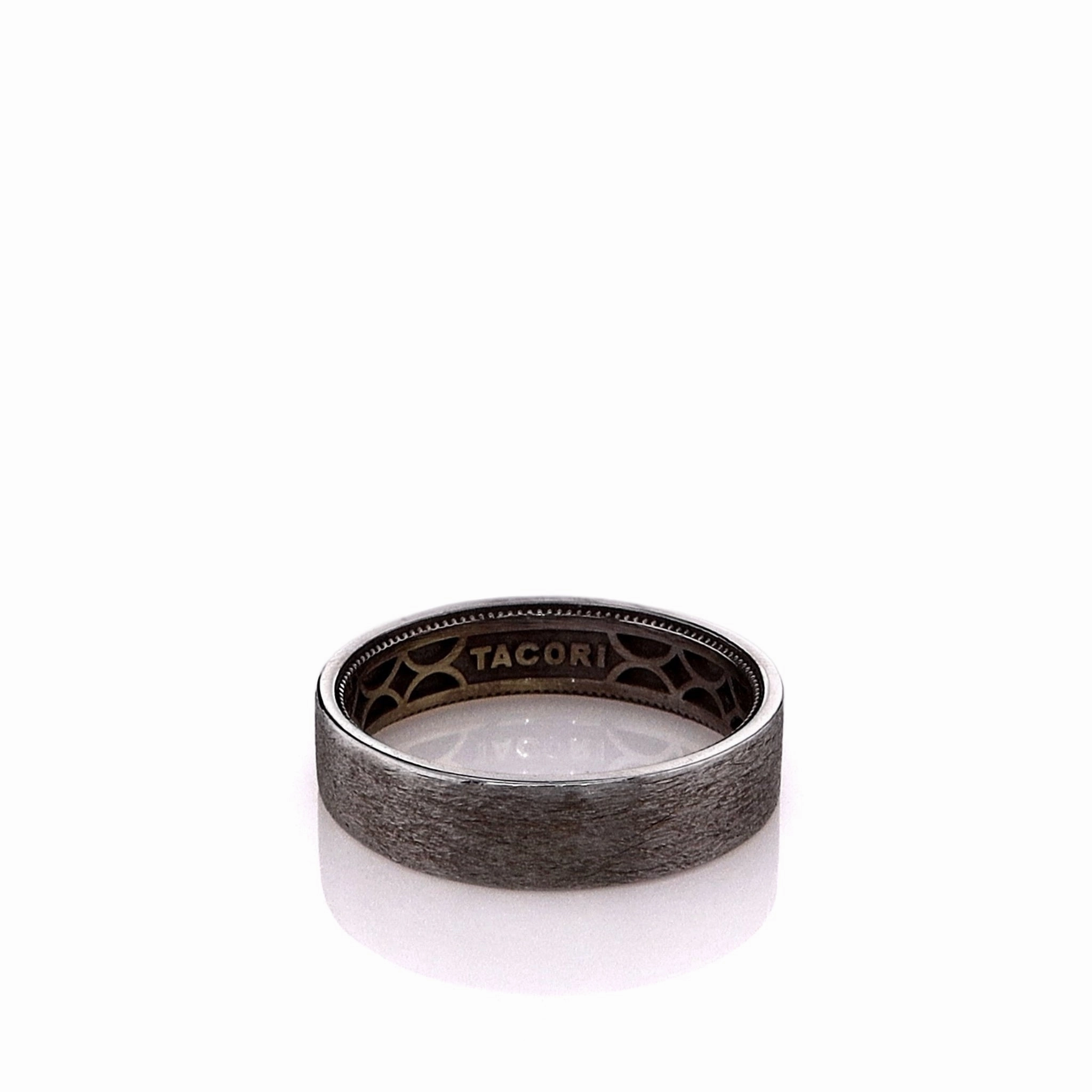 Estate Tacori 14k White Gold Gents Brushed Milgrain Band