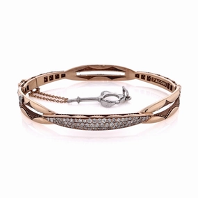 Estate Tacori 18 Karat Rose Gold Hinged Diamond Bangle Bracelet