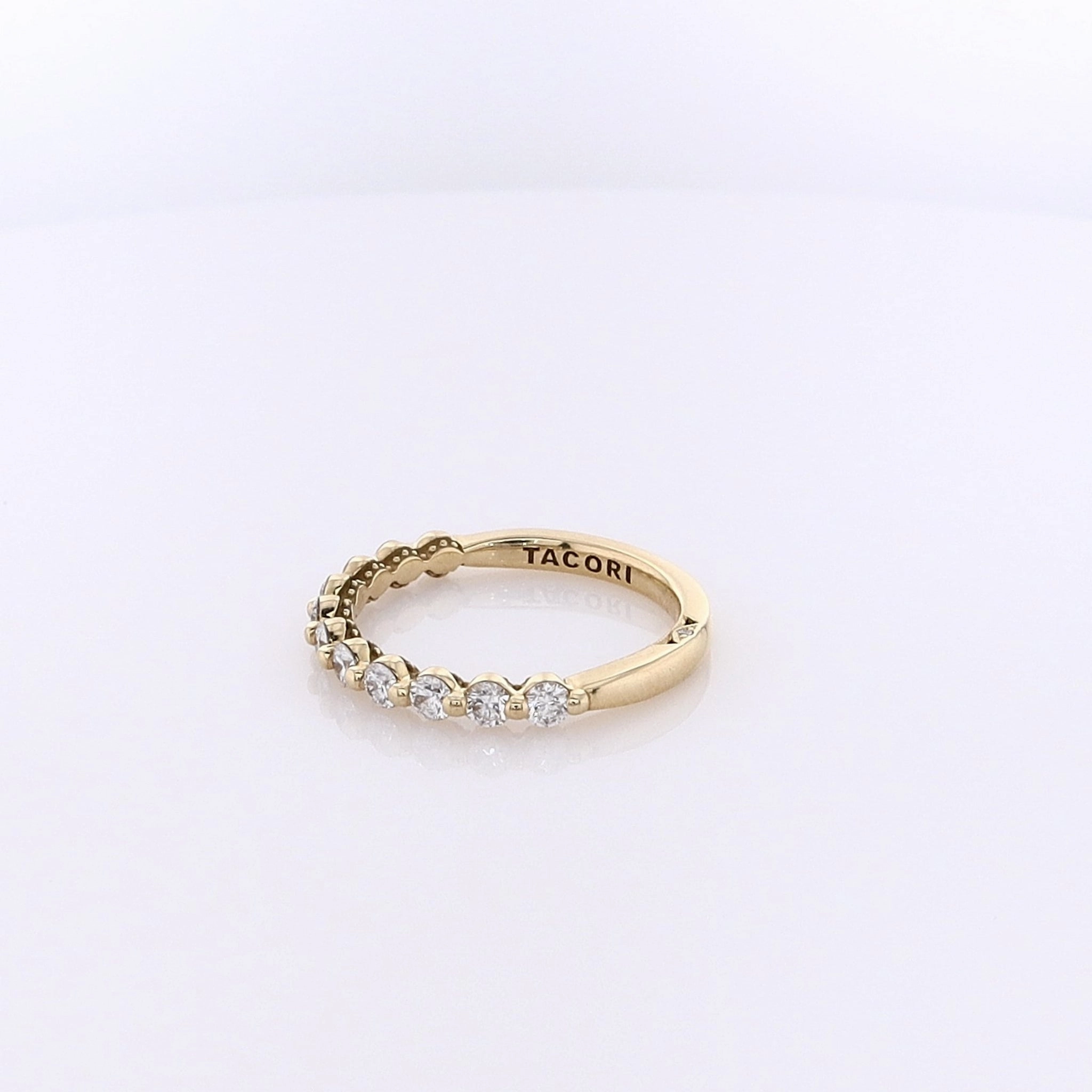 Estate Tacori 18 Karat Yellow Gold Sculpted Crescent Diamond Wedding Band