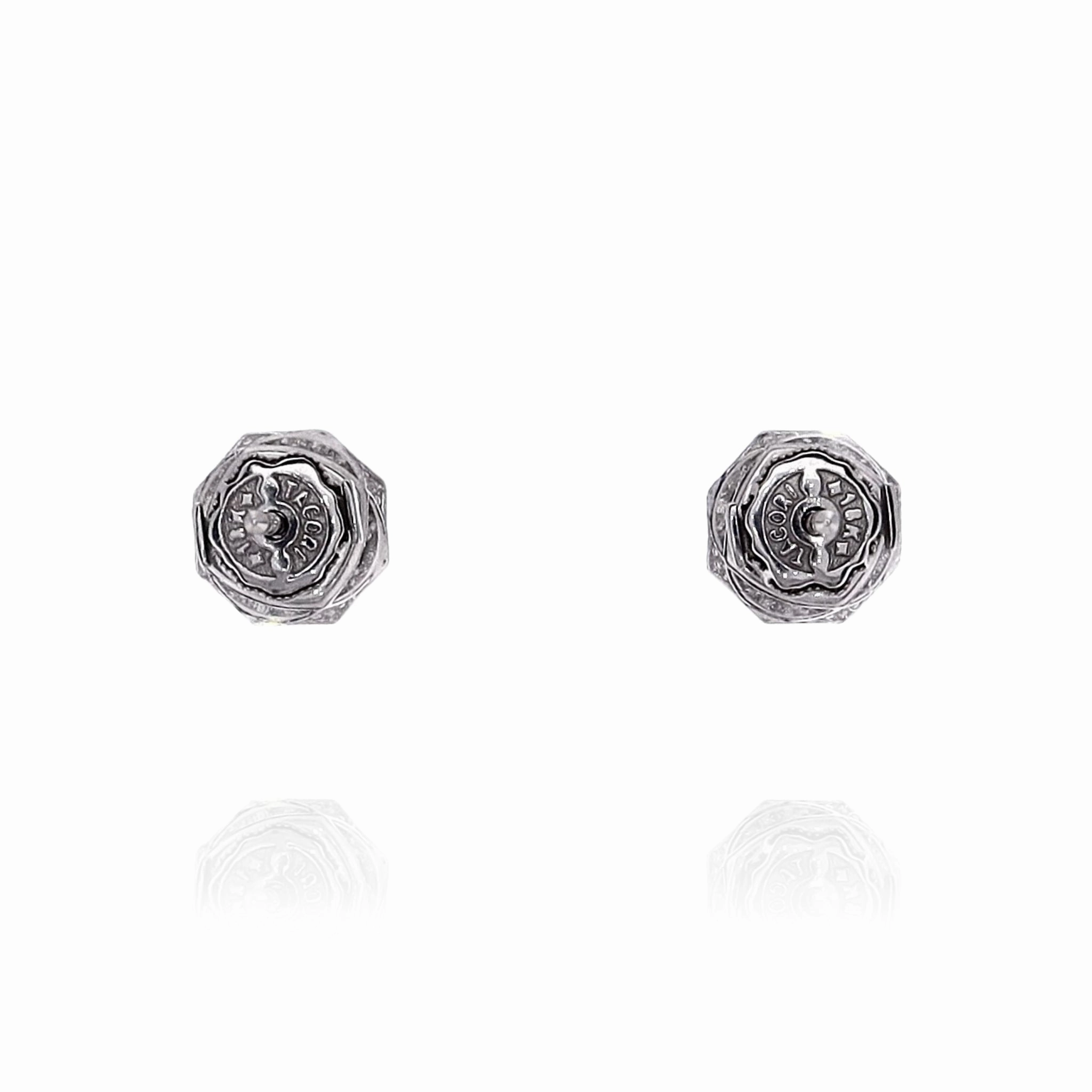 Estate Tacori 18k White Gold Art Deco Bloom Diamond Halo Stud Earrings