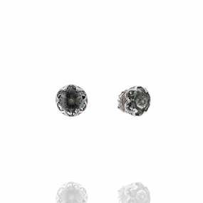 Estate Tacori Crescent Collection Sterling Silver Prasiolite Stud Earrings