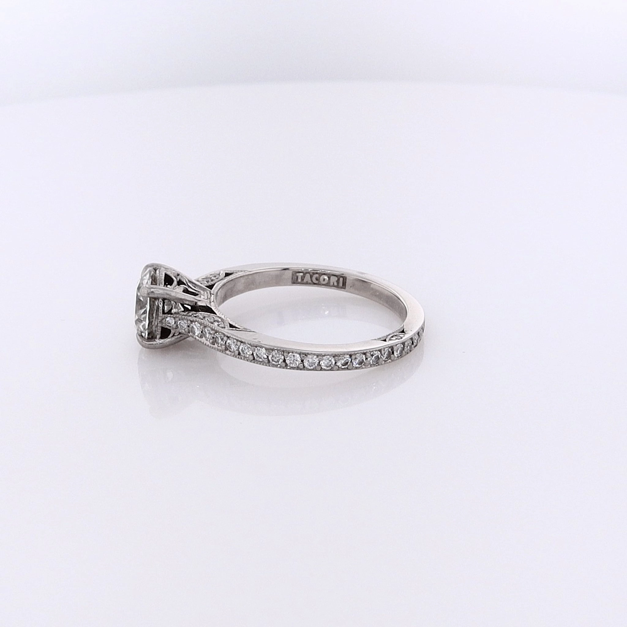 Estate Tacori Platinum Diamond and Milgrain Eternity Engagement Ring With GIA Certification #1167639868
