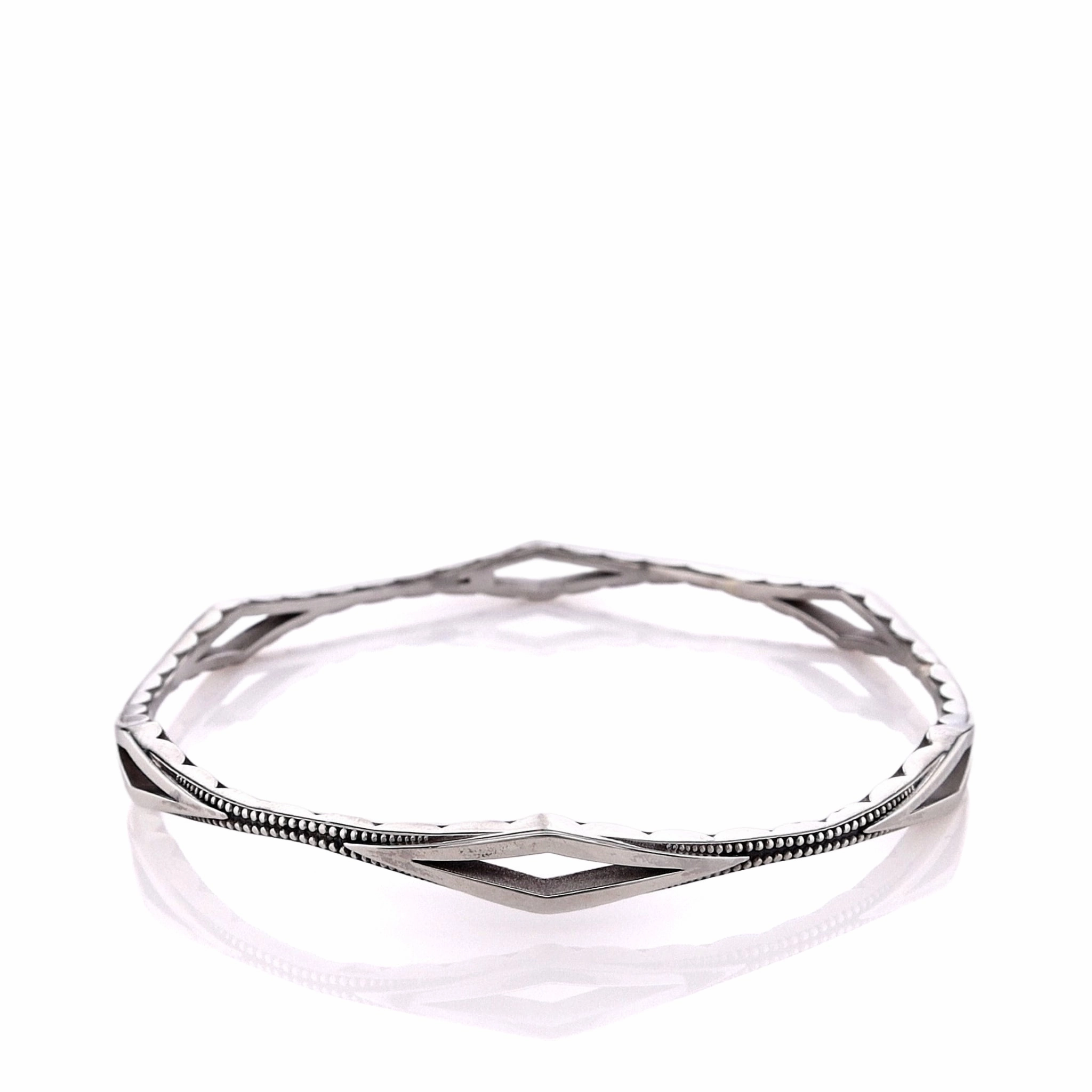 Estate Tacori Sterling Silver Ivy Lane Diamond Shaped Slip On Bangle Bracelet
