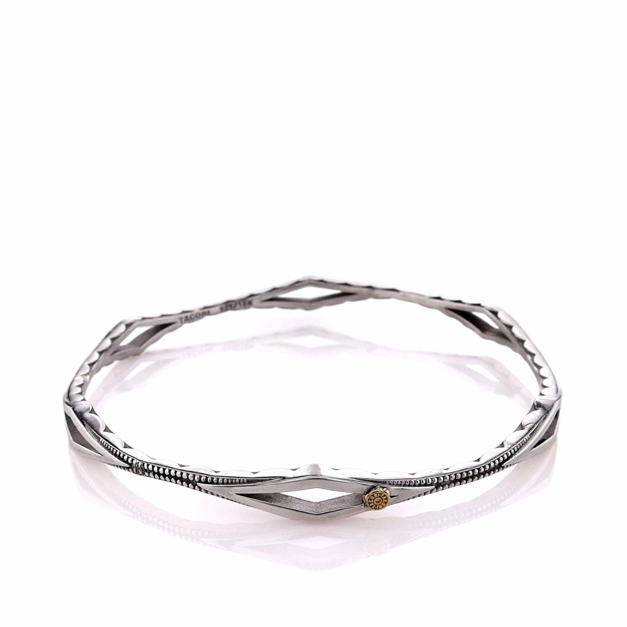 Estate Tacori Sterling Silver Ivy Lane Diamond Shaped Slip On Bangle Bracelet
