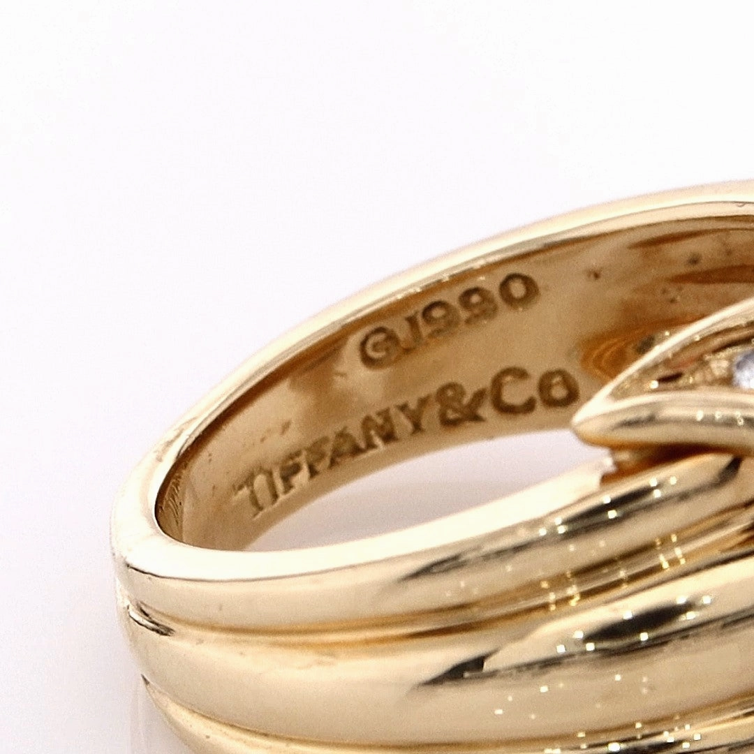 Estate Tiffany & Co 18k Yellow Gold X Design Diamond Ring