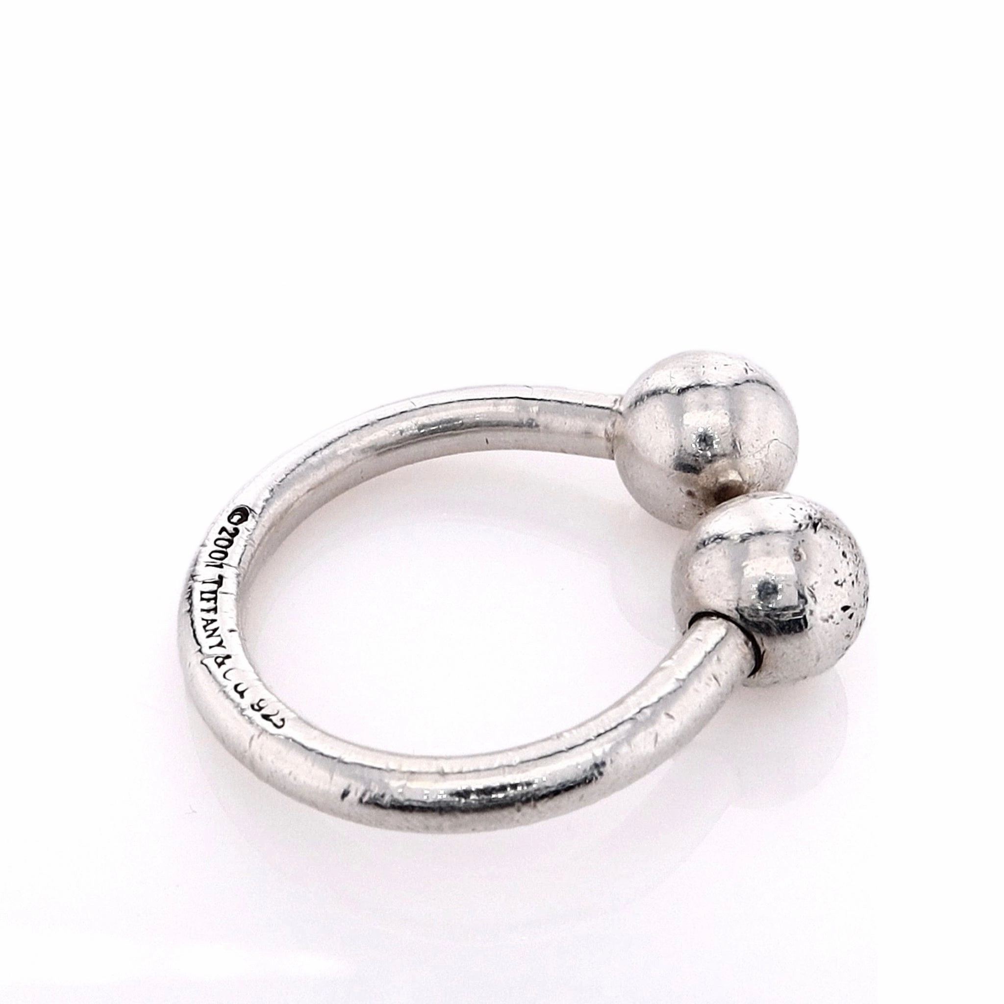Estate Tiffany & Co Sterling Key and Ball Ends Ring