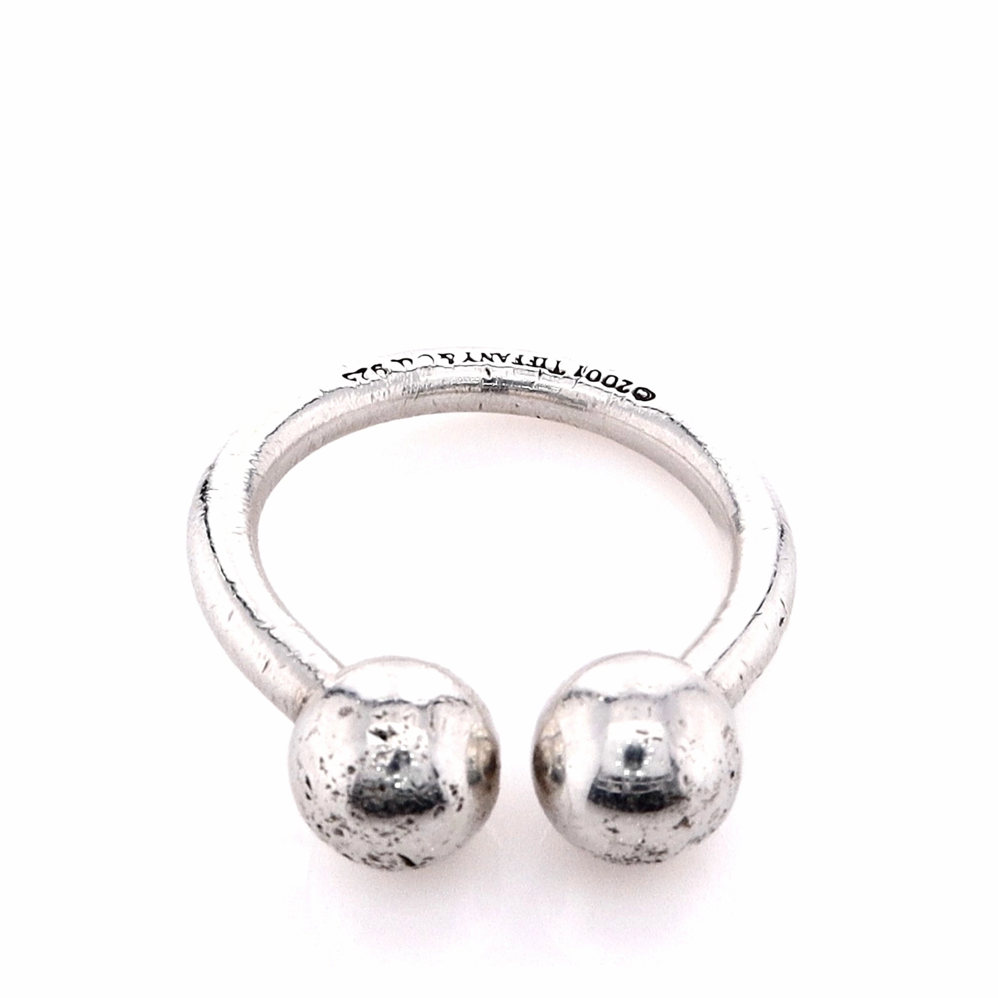 Estate Tiffany & Co Sterling Key and Ball Ends Ring