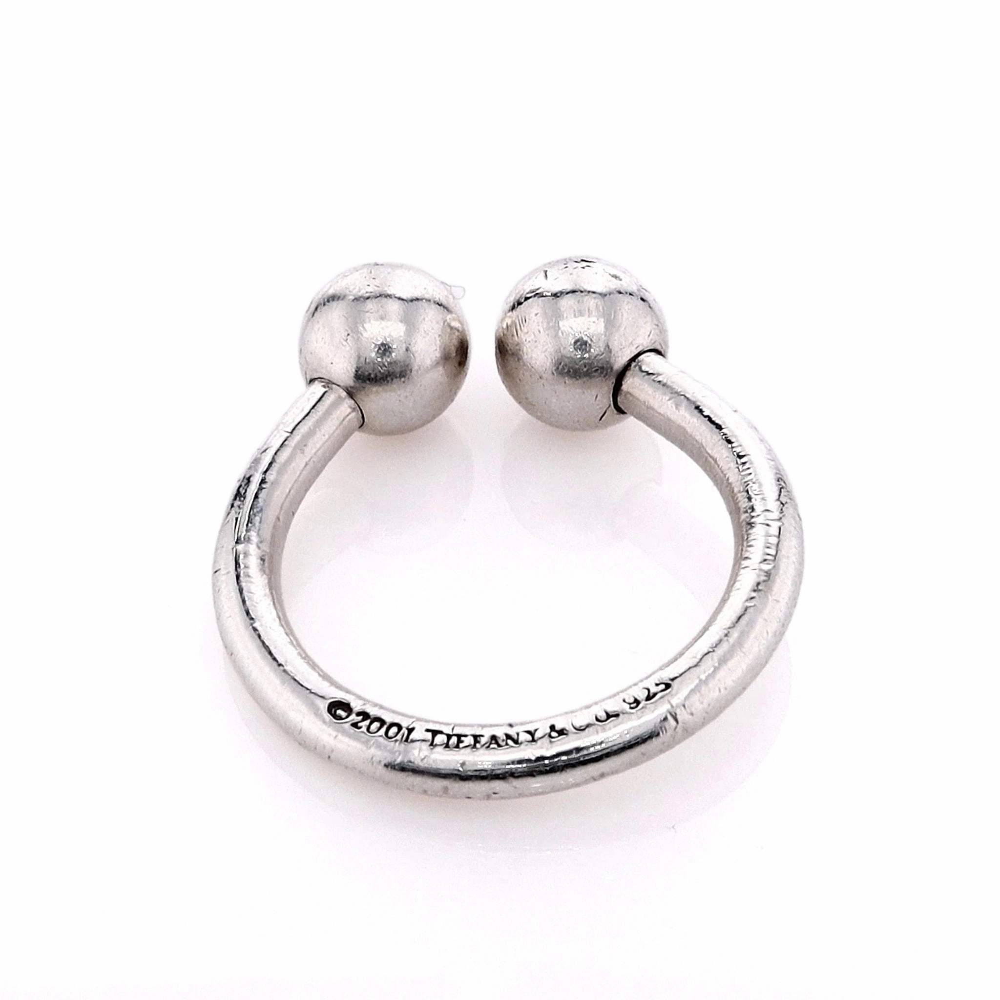 Estate Tiffany & Co Sterling Key and Ball Ends Ring