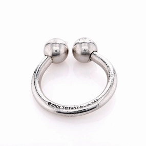 Estate Tiffany & Co Sterling Key and Ball Ends Ring