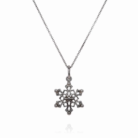 Estate Tiffany & Co Sterling Silver 18" Snowflake Charm Pendant Necklace