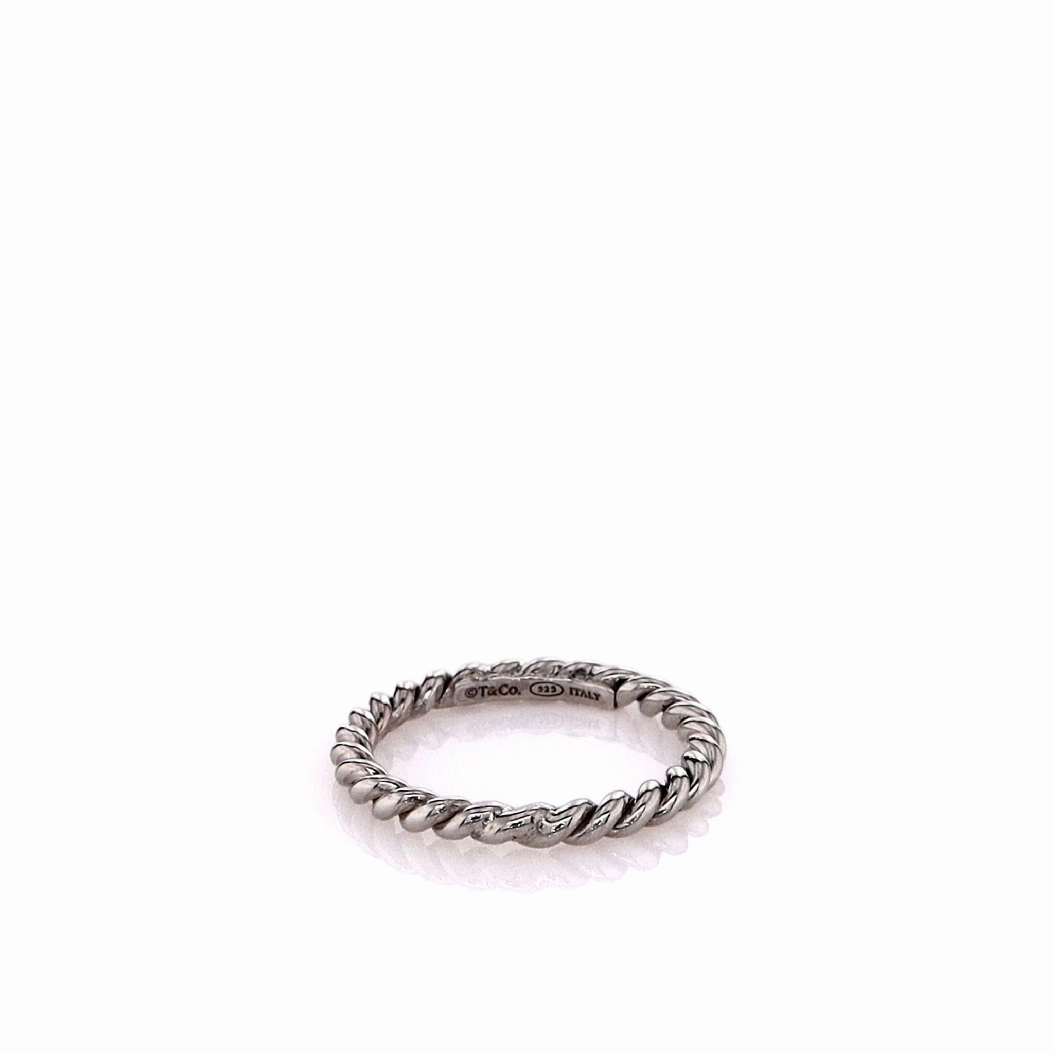 Estate Tiffany & Co Sterling Silver 2.2mm Twisted Rope Design Band