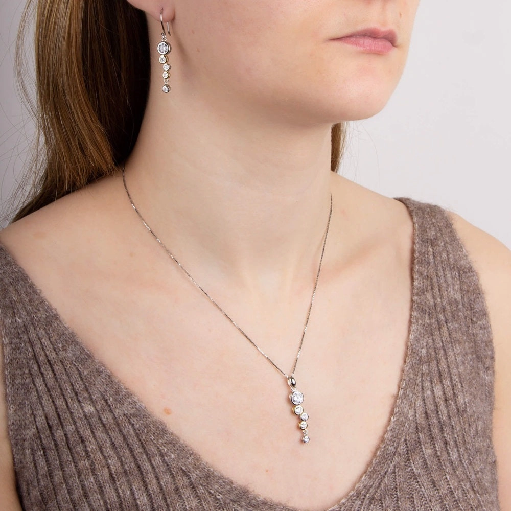 Fiorelli Silver and Gold Tone Waterfall Pendant & Chain P3457C