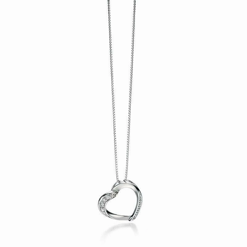 Fiorelli Silver Heart CZ Pendant P4324C