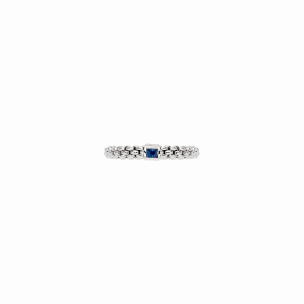 Fope 18k Souls Flex'it Ring with Bezel Set Blue Sapphire - Medium