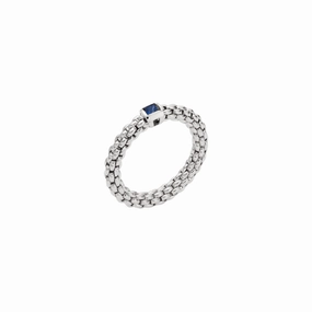 Fope 18k Souls Flex'it Ring with Bezel Set Blue Sapphire - Medium