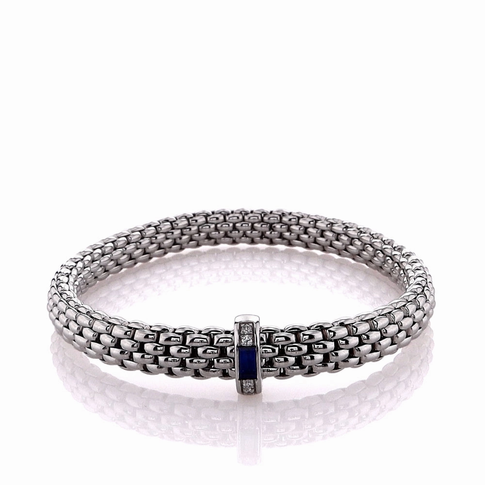 Fope 18k White Gold Blue Sapphire and Diamond Bracelet