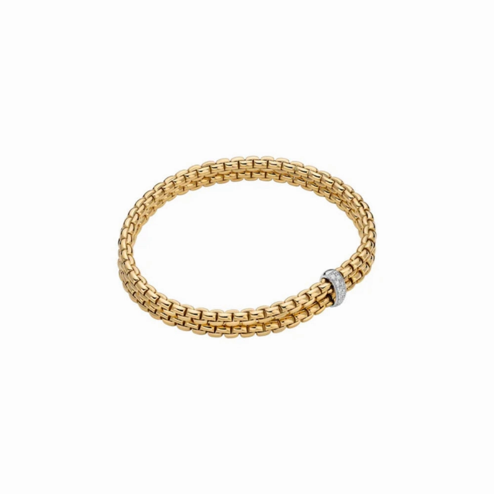 Fope Eka 18k 2 Row Flex'It Bracelet with Pav Diamond