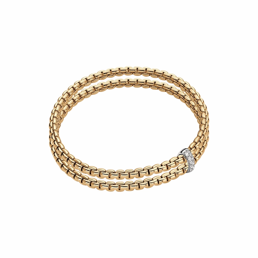 Fope Eka 18k Two-Tone Flex'It Bracelet with Pav Diamonds