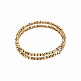 Fope Eka 18k Two-Tone Flex'It Bracelet with Pav Diamonds