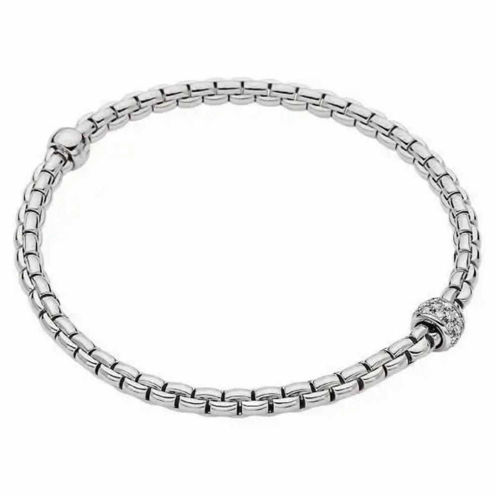Fope Eka Collection 18k Flex'It Bracelet with Diamond Pav