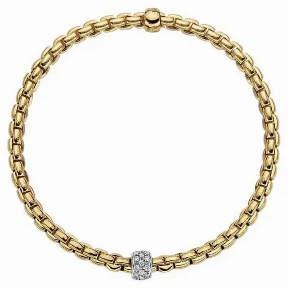Fope Eka Collection 18k Flex'It Bracelet with Diamond Pav