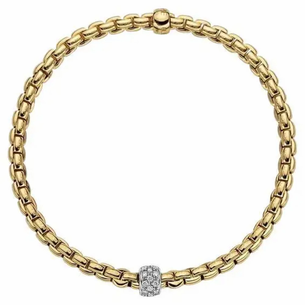 Fope Eka Collection 18k Flex'it Bracelet with Diamond Pav