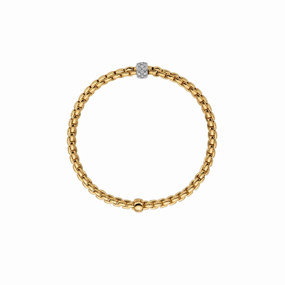 Fope Eka Collection 18k Flex'it Bracelet with Diamond Pav