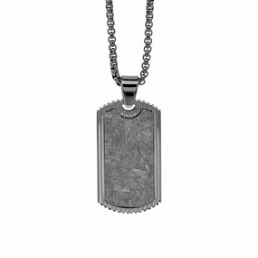 Fred Bennett Black Plated Steel and Carbon Fibre Dog Tag Mens Necklace N4588